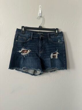 Judy Blue Dark Blue Distressed Denim Shorts